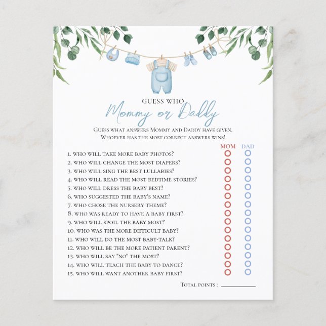 Papier Aquarelle Blanchisserie Baby shower de verdure ble (Devant)