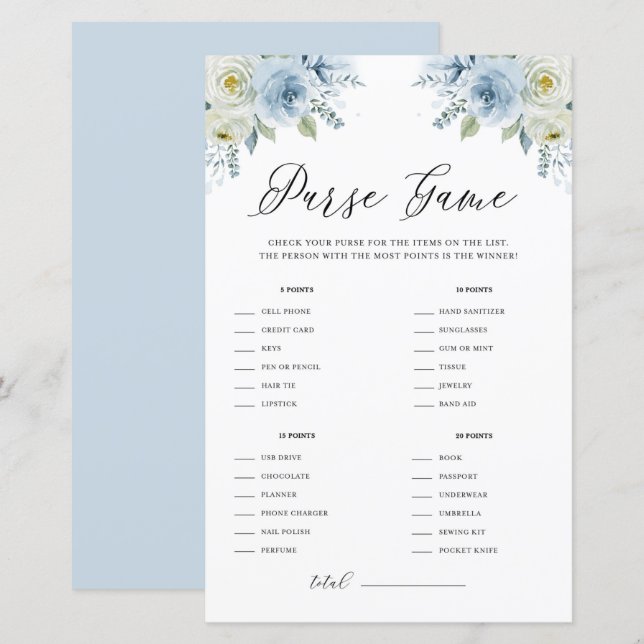 Papier Aquarelle bleue Floral Ce qui est dans votre jeu d (Devant / Derrière)