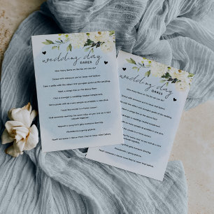 Papier Aquarelle Bleue Rose Blanche Jour de mariage Odeur