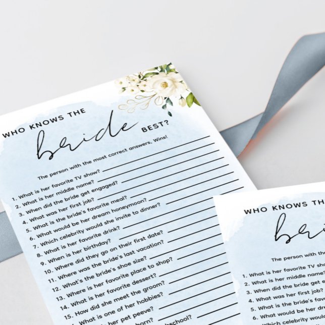 Papier Aquarelle bleue Rose blanche qui connaît la mariée (Créateur téléchargé)