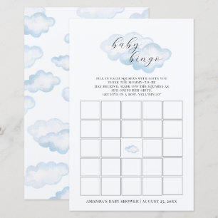 Papier Aquarelle Blue Cloud Baby shower bébé Bingo