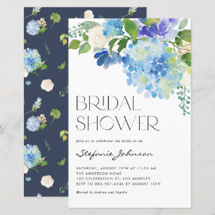 Papier Aquarelle Blue Hydrangea Invitation de douche nupt