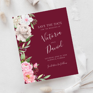 Papier Aquarelle Bourgogne Mariage Floral Enregistrer La 