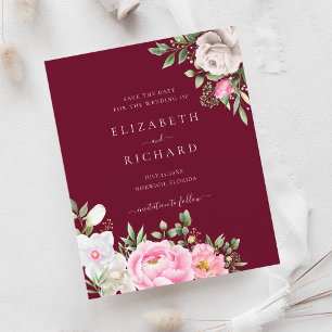 Papier Aquarelle Bourgogne Mariage Floral Enregistrer La 