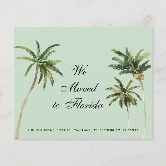 Papier Aquarelle Budget Palm Trees Déplacement Faire-part (Devant)