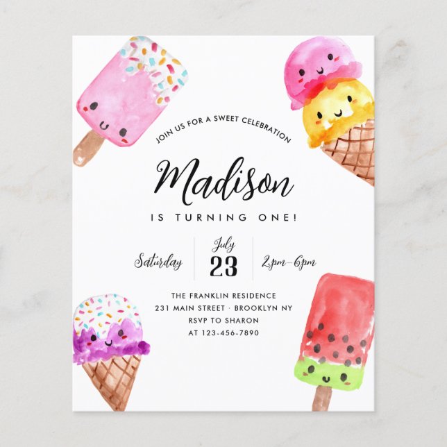 Papier Aquarelle Budget Popsicle Cone Crème de glace Anni (Devant)