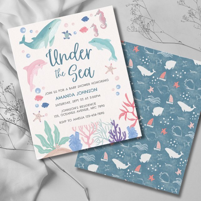 Papier Aquarelle Budget sous la mer Baby Girl Douche (Créateur téléchargé)