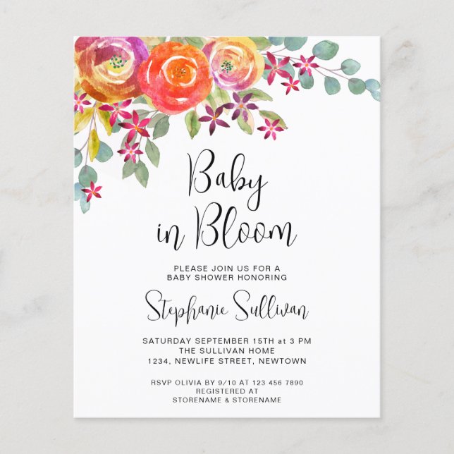 Papier Aquarelle budgétaire Automne Baby shower floral In (Devant)