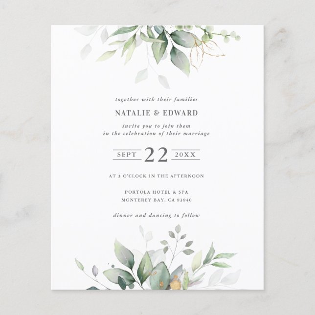 Papier aquarelle budgétaire feuillage vert muet (Devant)