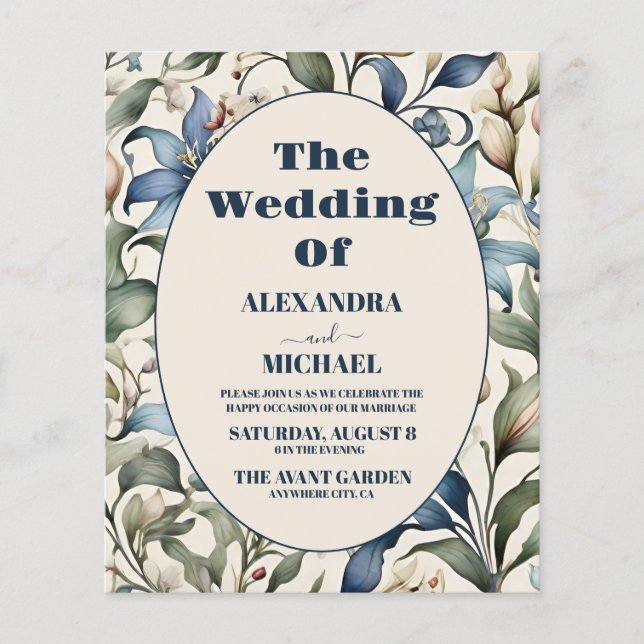 Papier Aquarelle budgétaire Floral William Morris Mariage (Devant)