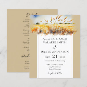 Papier Aquarelle Champ de blé Mariage occidental Tout en 