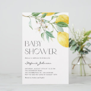 Papier Aquarelle Citron Baby shower d'été Invitation