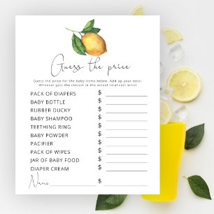 Papier Aquarelle citron baby shower Prix Guest jeu