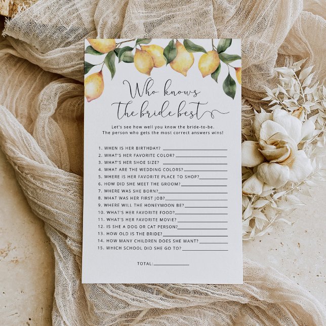 Papier Aquarelle citron Qui connaît la mariée meilleur je (Créateur téléchargé)