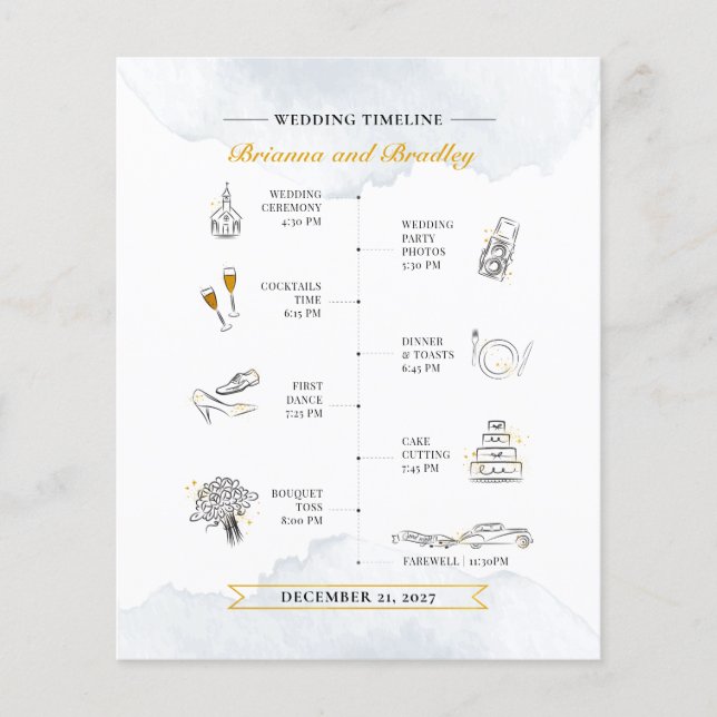 Papier Aquarelle de bienvenue du Mariage budgétaire (Devant)