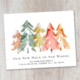 Papier Aquarelle de la forêt de pins Faire-part de déplac