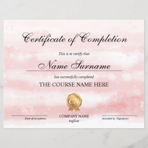 Papier Aquarelle du cours de certificat d'achèvement