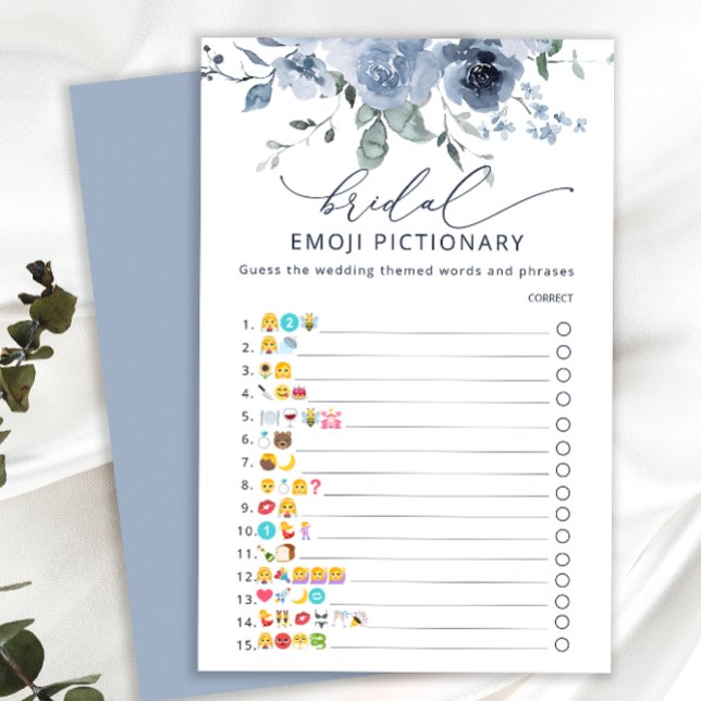 Papier Aquarelle Dusty Blue Floral Fête des mariées Jeu (Créateur téléchargé)