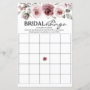 Papier Aquarelle Dusty rose Floral   Bingo nuptiale