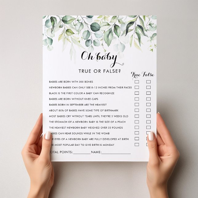 Papier Aquarelle Eucalyptus Vert Oh Baby shower Jeu (Créateur téléchargé)