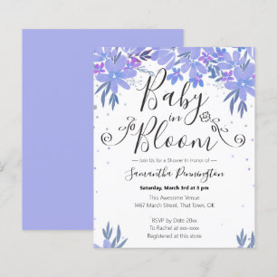 Papier Aquarelle Floral Fancy Script bébé en bleu fleur