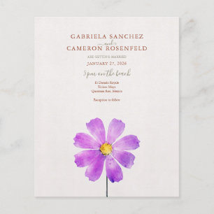 Papier Aquarelle Florale Cosmos Mariage en terre cuite