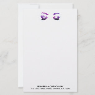 Papier Aquarelle glamour aux yeux et aux bouillons pourpr
