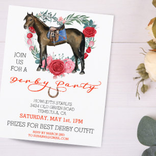 Papier Aquarelle Horse Thoroughbred Derby Party Rose roug