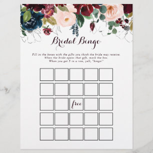 Papier Aquarelle Illustré Automne Bridal Bingo Jeu