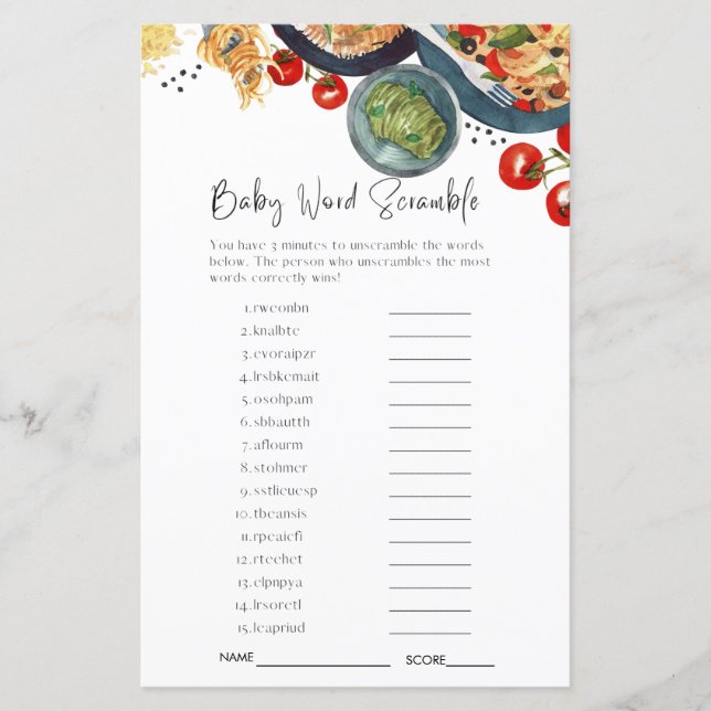Papier Aquarelle Italien Bébé Scramble Douche Jeu (Devant)