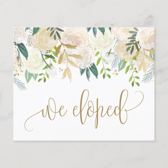 Papier Aquarelle ivoire Peony et Rose Elopement Card (Devant)