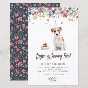 Papier Aquarelle Jack Russell Chien Invitation d'annivers