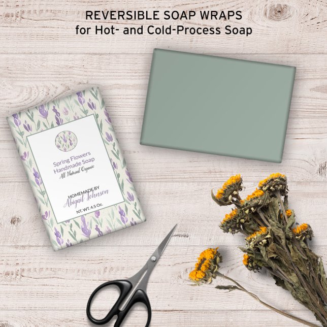 Papier 💜 Aquarelle Lavande Moderne Enveloppement de savo (💜 Watercolor Lavender Modern Soap Wrap | 
Customize On Screen in Real Time; No Minimum Orders

)