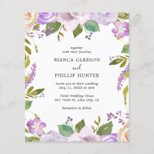 Papier Aquarelle Lilac Faire-part de mariage budgétaire f