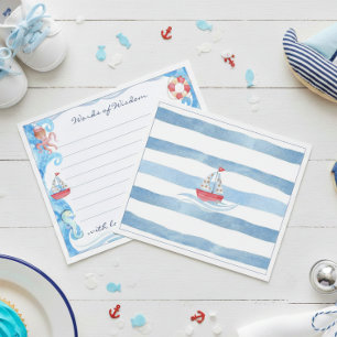 Papier Aquarelle marine Baby shower Mots de sagesse