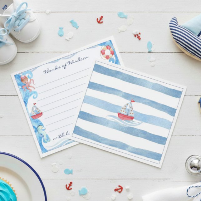Papier Aquarelle marine Baby shower Mots de sagesse (Créateur téléchargé)