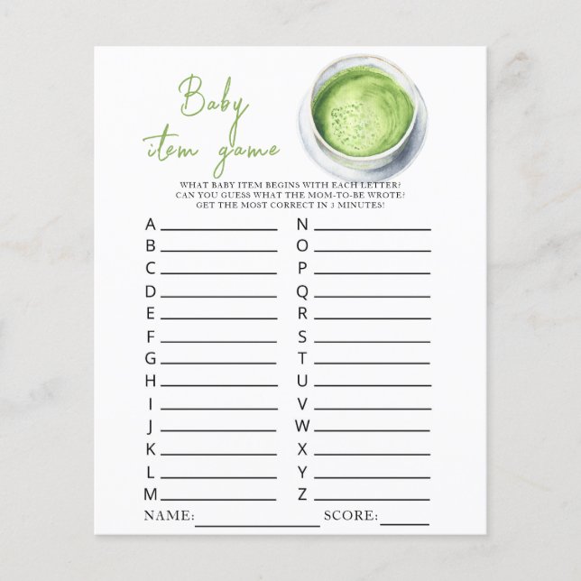 Papier Aquarelle Matcha baby shower Baby Item Jeu (Devant)