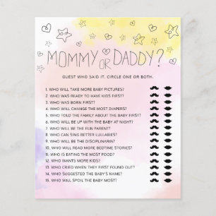 Papier Aquarelle minimale Baby shower rose maman ou papa