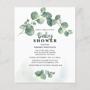 Papier Aquarelle moderne verte Baby shower Invitation