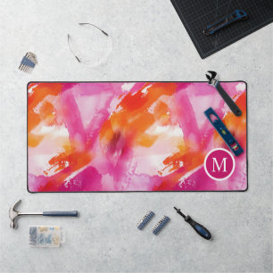 Papier aquarelle Monogramme Rose Orange Abstrait