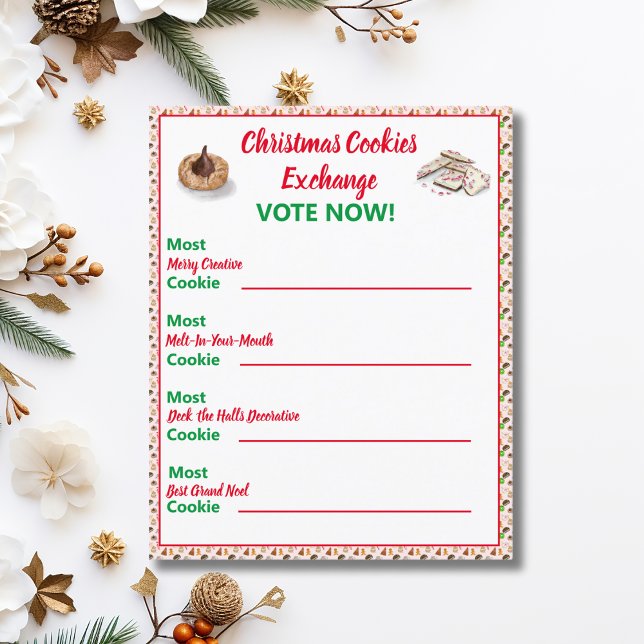 Papier Aquarelle Noël Cookies Échange Jeu de vote (Créateur téléchargé)