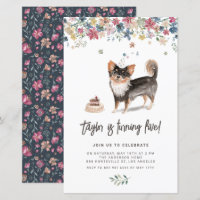 Aquarelle Noir Chihuahua Chien Invitation Annivers