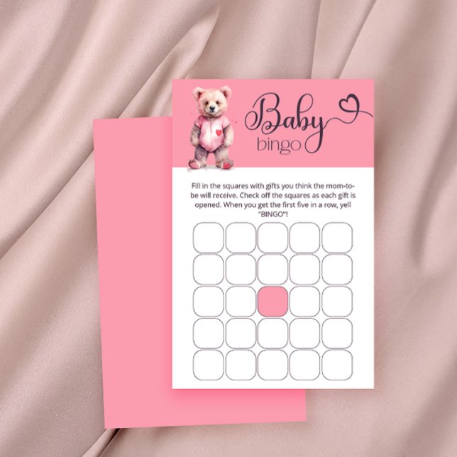 Papier Aquarelle ours mignon Baby shower jeu de bingo (Créateur téléchargé)