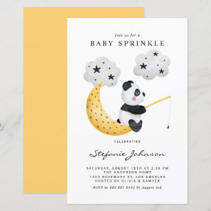 Papier Aquarelle Pêche Panda bébé Invitation d'arrosage