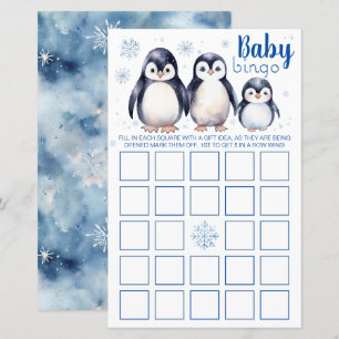 Papier Aquarelle Penguins Baby Bingo Baby shower Jeu