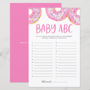 Papier Aquarelle rose beignets Baby ABC Baby shower Jeu