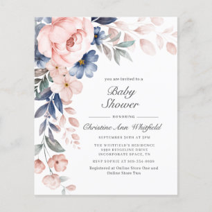 Papier Aquarelle rose budget Baby shower floral