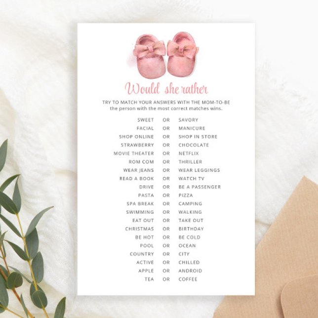 Papier Aquarelle rose Chaussures Baby shower Voudrait-Ell (Créateur téléchargé)