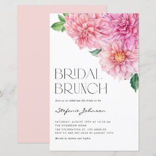 Papier Aquarelle rose Dahlia Bridal Brunch Invitation