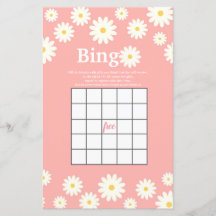 Aquarelle rose et blanc de marguerite Jeu de Bingo